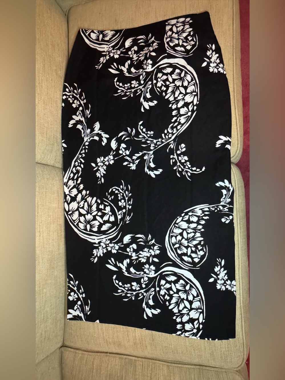NWT LOFT Floral Paisley Ruched Linen Blend Midi Skirt - Picture 11 of 16